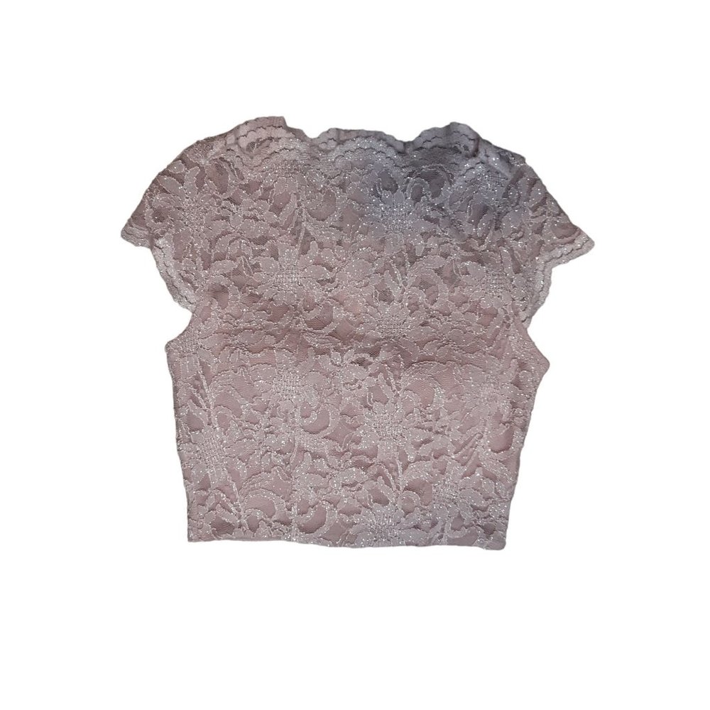 City Studio Lace Glitter Crop Form Fitting Top Only Juniors  Size 0 - Picture 10 of 10